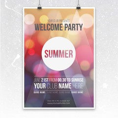 Party poster with bokeh background