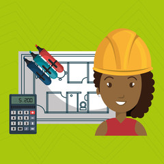 woman architecture calculator plans