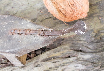 Vintage Coconut grater. The device is built with wisdom . Ancient people