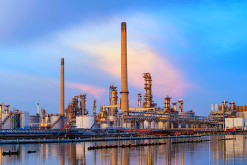 Industrial view at oil refinery plant form industry zone..