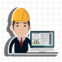 man laptop helmet tools