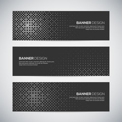 Banners with abstract colorful random geometric background
