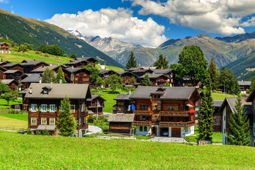 Spectacular alpine village and high mountains,Bernese Oberland,Switzerland,Europe