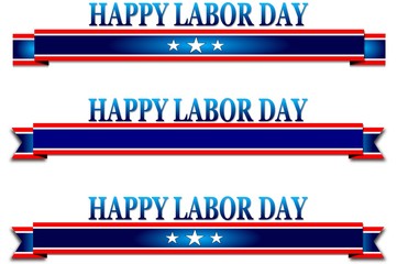 Happy Labor Day, red banner with stars