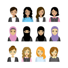 female faces  of different races