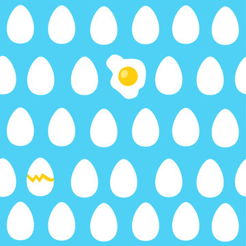 Seamless pattern with eggs and scrambled eggs