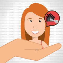 woman hand house key