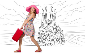 Young woman travelling to Spain to see Sagrada Familia