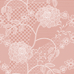 Lace seamless pattern with flowers - 117172814