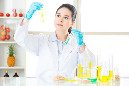 female scientist looking for new genetic modification