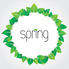 Spring season background with green leaves. Vector illustration