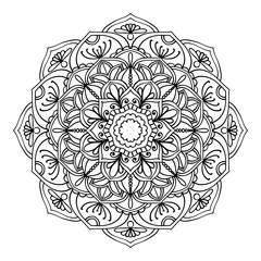 Ornamental round floral pattern. Ornament with vintage elements Mandala. Vector Ethnic Oriental Circle Ornament. Monochrome Colors, Round lace napkin White and black abstract floral element
