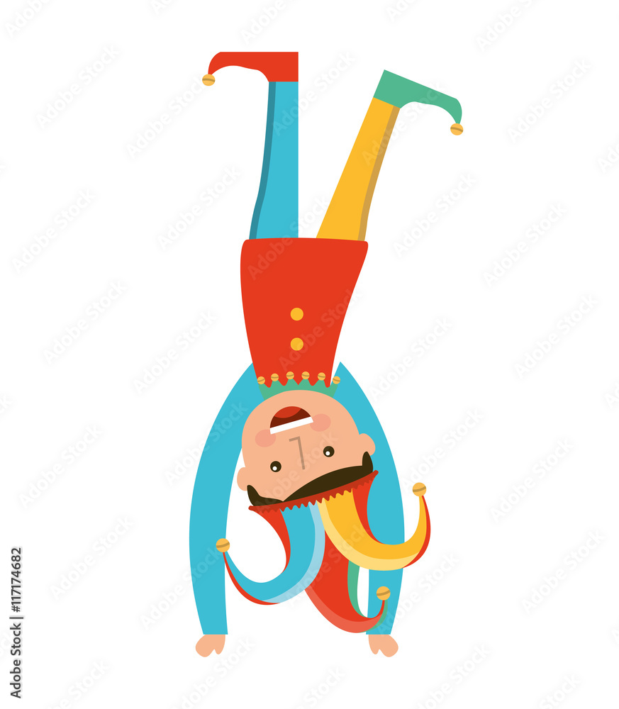 Wall mural funny fool jester character icon