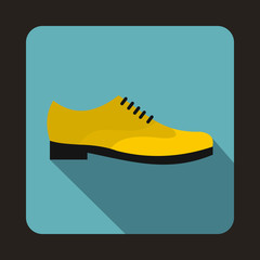 Male yellow shoe icon in flat style on a baby blue background