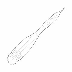 Rocket space ship icon in outline style on a white background