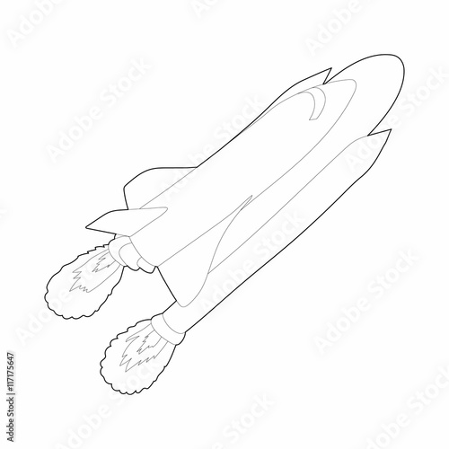 "Space shuttle icon in outline style on a white background" obrazów