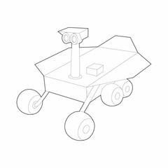 Mars exploration rover icon in outline style on a white background