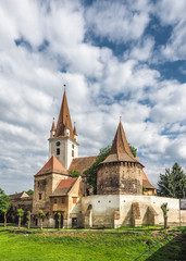 Fototapeta na wymiar Fortified catholic church in Cristian Sibiu Romania. UNESCO heri