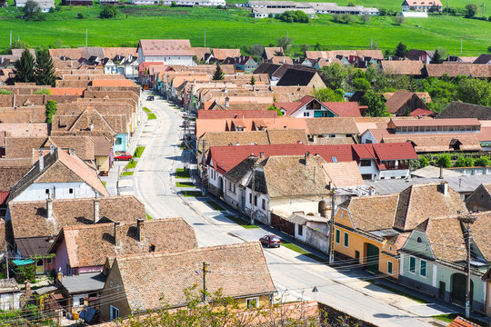 Traditional German Saxon village in Transylvania, Romania near S