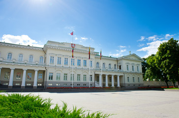Fototapeta na wymiar The Presidential Palace in Vilnius, the official residence of the President of Lithuania