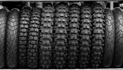 Motorcycle tires on rack store