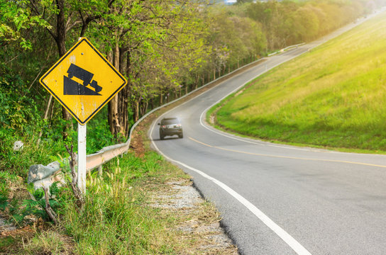 Traffic Alerts Downhill Slope.