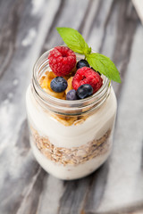 Muesli with berries dessert
