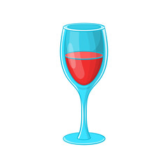 Glass of red wine icon in cartoon style isolated on white background
