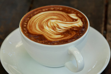 Close up of a cup of coffee.
