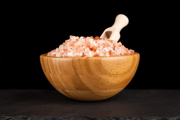 Fototapeta na wymiar Salt in a bamboo bowl