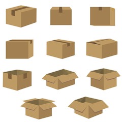 packing of box set in dark brown vector icon
