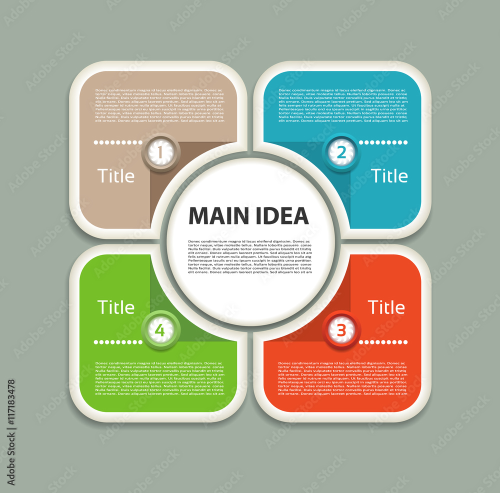 Wall mural vector infographic design template. business concept with 4 options, parts, steps or processes. can 