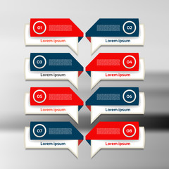 Infographic design template can be used for workflow layout, diagram, number options, web design. Infographic business concept with 8 options, parts, steps or processes. Abstract background.