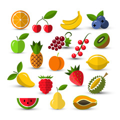 Fruits and berries icons set