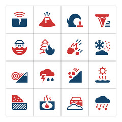 Fototapeta premium Set color icons of natural disaster