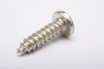 Close up View of Metal Nut bolt on white background