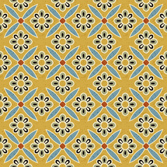 Fototapeta premium Antique seamless background image of vintage cross round flower