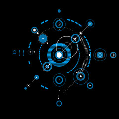 Bauhaus art, decorative modular vector blue wallpaper made using