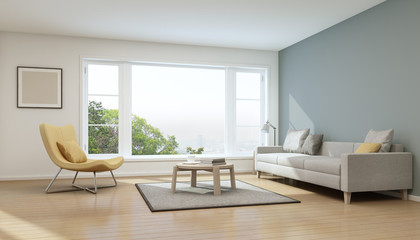 Fototapeta na wymiar Living room in modern house - 3D rendering