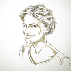 Portrait of delicate good-looking flirting woman, black and whit