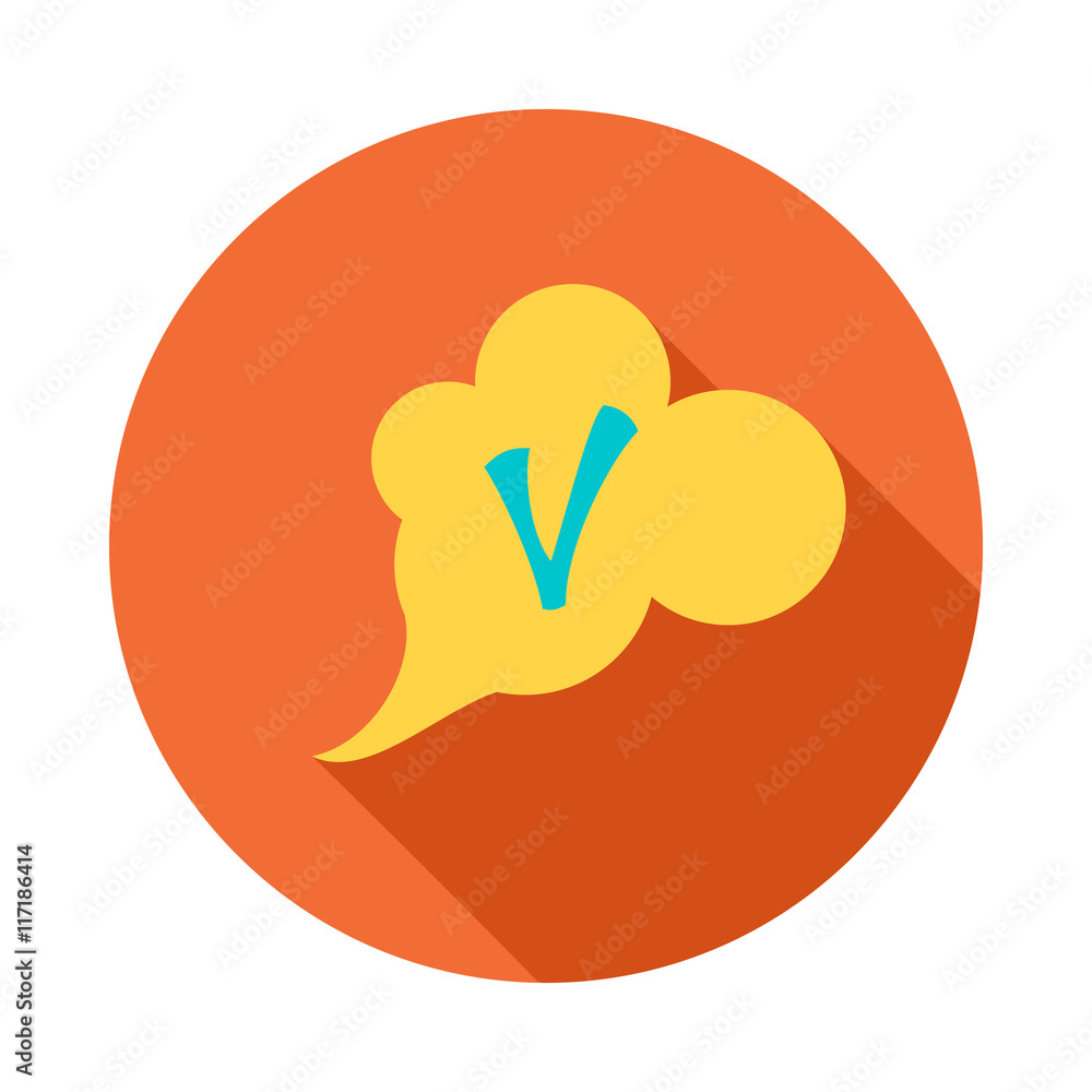 Poster checkmark in cloud icon in flat style with long shadow. click and choice symbol