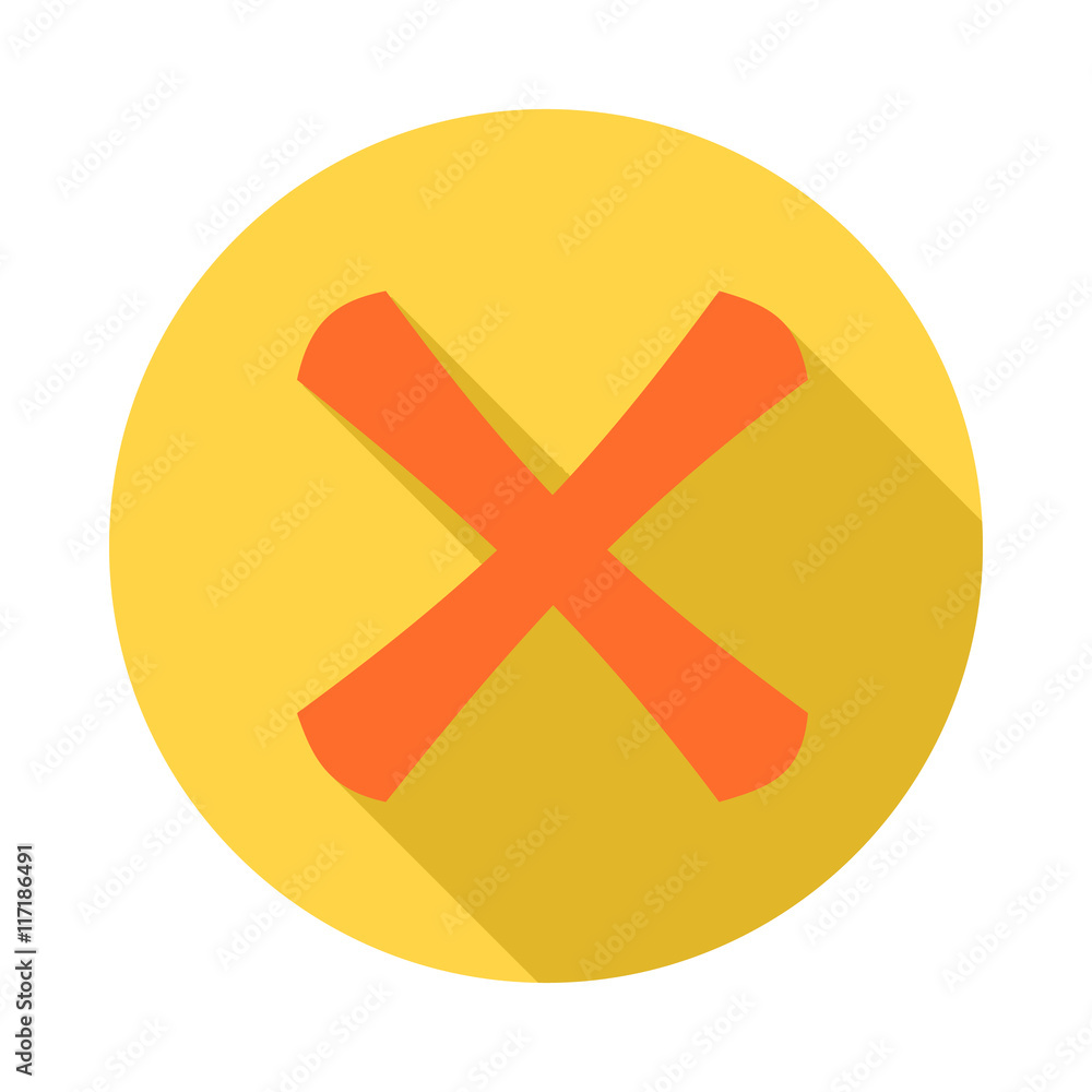 Poster cross icon in flat style with long shadow. click and choice symbol