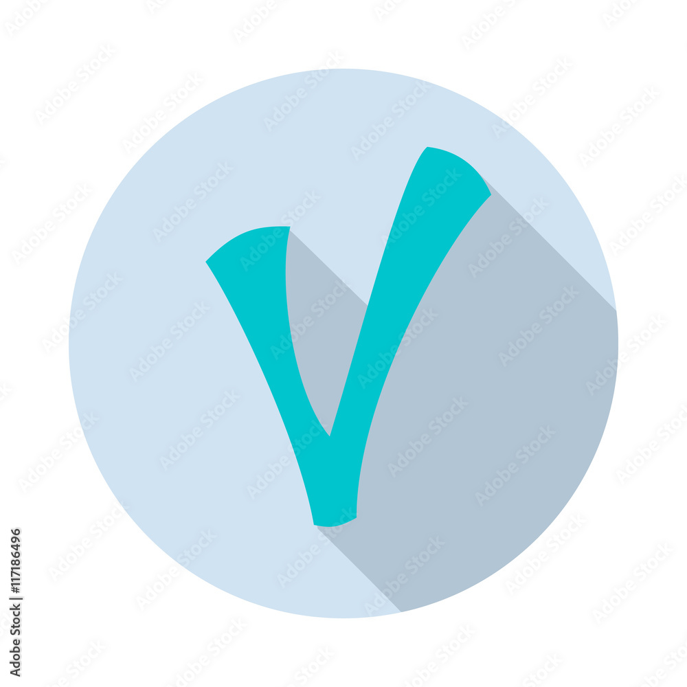 Aufkleber checkmark icon in flat style with long shadow. click and choice symbol