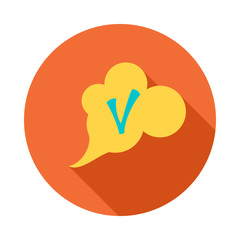 Checkmark in cloud icon in flat style with long shadow. Click and choice symbol