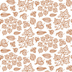 vector, contour, seamless pattern,  branch,  leaves,  plant, illustration, design element