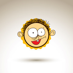 Vector artistic colorful drawing of happy person face, communica