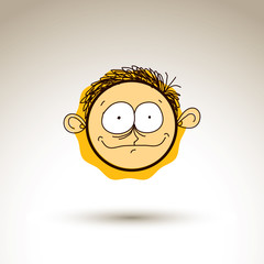 Vector artistic colorful drawing of happy person face, communica