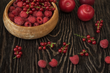 Fresh berries on wooden table