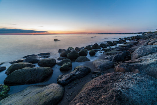 Calm Baltic sea seascape with rocks