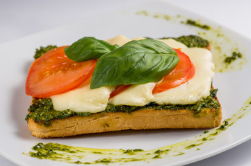 with ciabatta and cheese snack